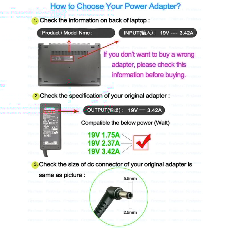 Universalus maitinimo adapteris 19V 3,42A 65W įkroviklis, skirtas Asus Vivobook S500C S500CA S505BP S505CA S550CA S550CB S551L S551LA PA-1650-63