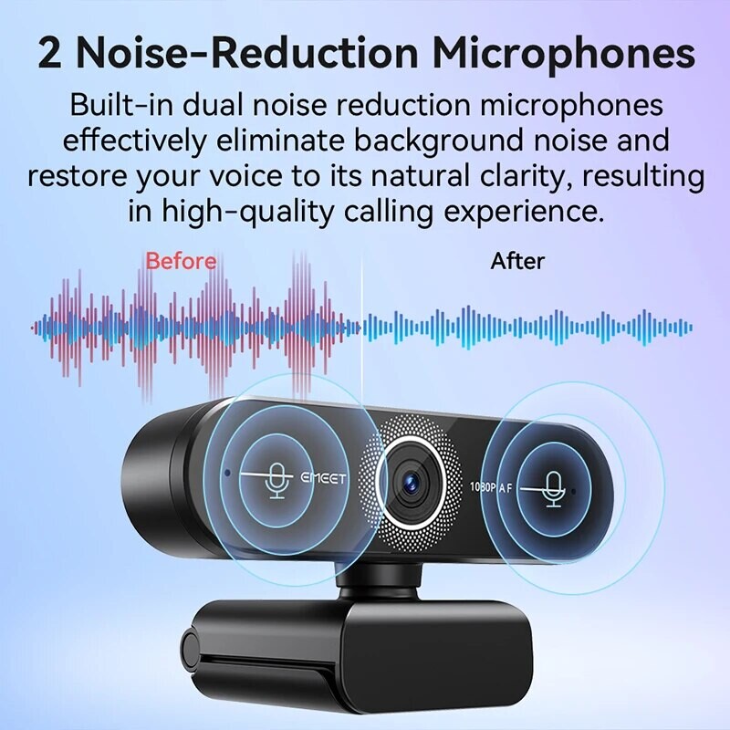 4K interneto kamera 1440P 2K žiniatinklio kamera 1080P EMEET C60E automatinio fokusavimo USB kompiuterio kamera gyvenimui / vaizdo skambučiui / konferencijai