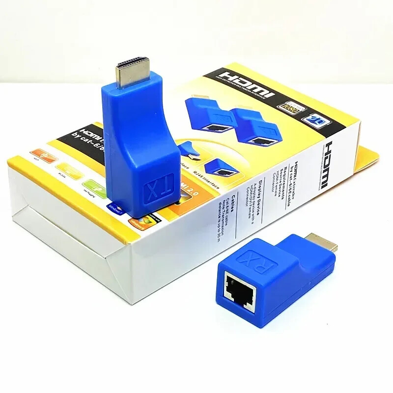 1080P HD 4K su HDMI suderinamas plėstuvas RJ45 prievadai, tinklas nuo 30M iki RJ45 per CAT5e / 6 UTP LAN ilgintuvo kabelio adapteriai