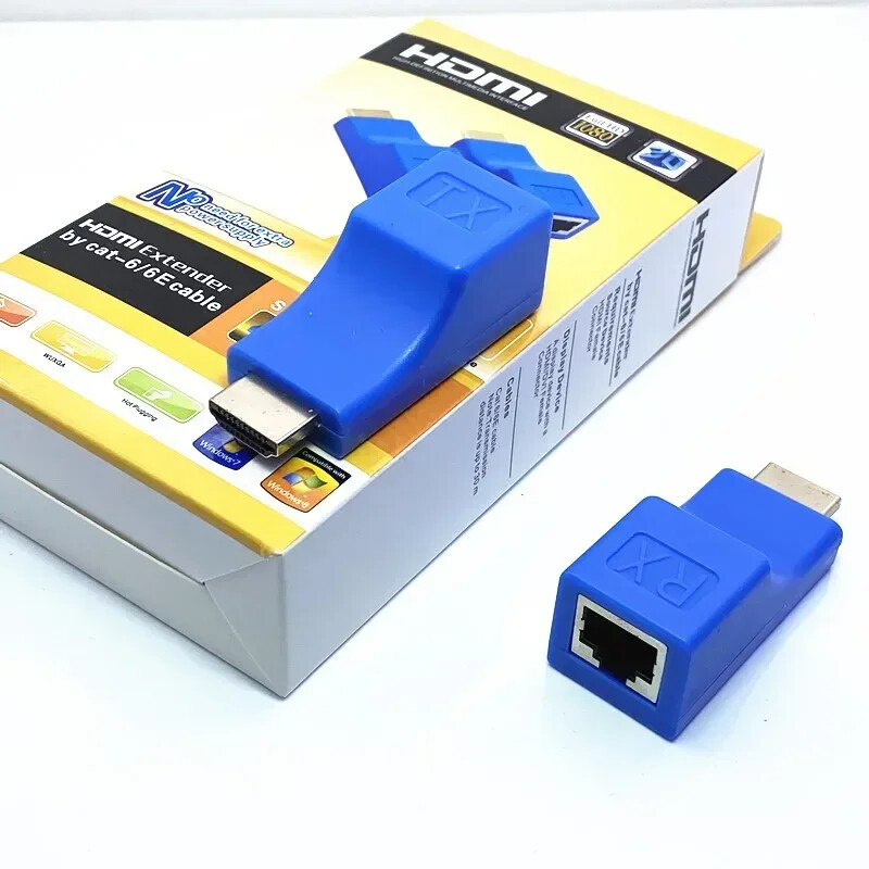 1080P HD 4K su HDMI suderinamas plėstuvas RJ45 prievadai, tinklas nuo 30M iki RJ45 per CAT5e / 6 UTP LAN ilgintuvo kabelio adapteriai