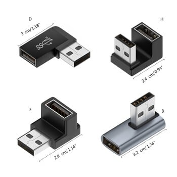 usb 90 градусов адаптер ляв десен ъгъл USB A мъжки към женски адаптерен конектор за компютър