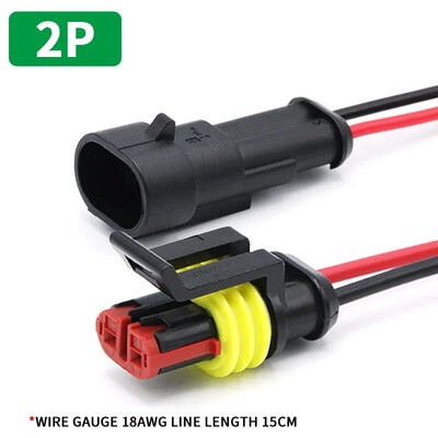 5/20/100 σετ AMP 1P 2P 3P 4P 5P 6P Αδιάβροχο Auto Connector Αρσενικό θηλυκό βύσμα με καλωδίωση 15cm 18AWG HID πλεξούδα για αυτοκίνητο