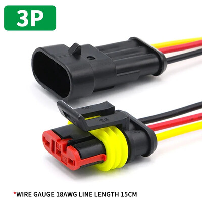 5/20/100 σετ AMP 1P 2P 3P 4P 5P 6P Αδιάβροχο Auto Connector Αρσενικό θηλυκό βύσμα με καλωδίωση 15cm 18AWG HID πλεξούδα για αυτοκίνητο