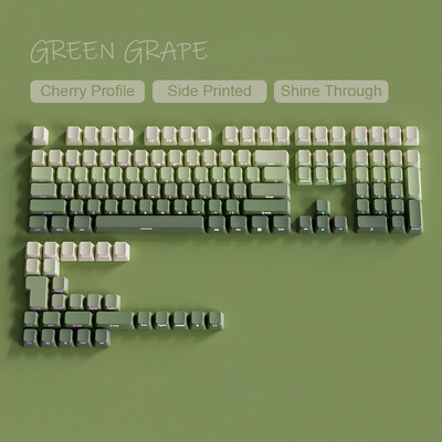 135 klávesov, preliate zelené prelievajúce sa klávesy, bočná potlač, PBT dvojité klávesy, OEM profil pre herné klávesnice MX Switch.