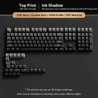 135 klávesov, preliate zelené prelievajúce sa klávesy, bočná potlač, PBT dvojité klávesy, OEM profil pre herné klávesnice MX Switch.