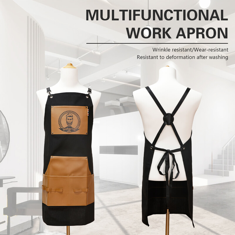 Brijačke pregače Frizerska vodootporna kuhinjska uniforma Salon Brijačnica Platno Višenamjenska džepna pregača za pohranu