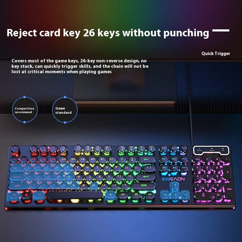 Káblová klávesnica Mechanická Feel E-Sports 104 klávesov USB káblová herná myš Káblová klávesnica Príslušenstvo pre PC hráčov pre notebook Darček