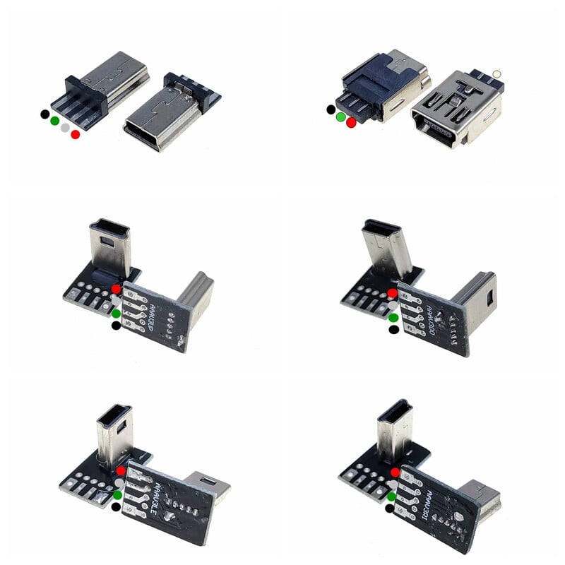 2 db USB 2.0 dugó felfelé, lefelé, balra, jobbra DIY egyedi L-alakú könyök 90 fokos Android Micro Type-C Mini USB adattápegység