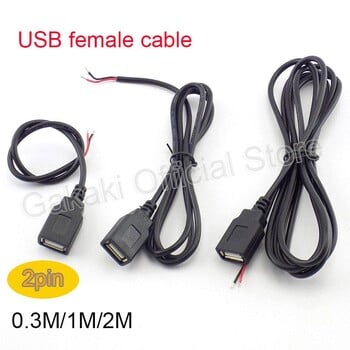 0.3m/1m/2m 5V USB захранващ кабел 2-пинов USB 2.0 A женски мъжки 4-пинов жичен жак Зарядно устройство Удължителен кабел за зареждане Конектор Направи си сам