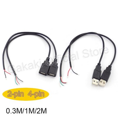 0,3 m / 1 m / 2 m 5 V USB maitinimo kabelis 2 kontaktų USB 2.0 A Moteriškas vyriškas 4 kontaktų laidas Lizdas Įkroviklis įkrovimo laido prailginimo jungtis "pasidaryk pats"