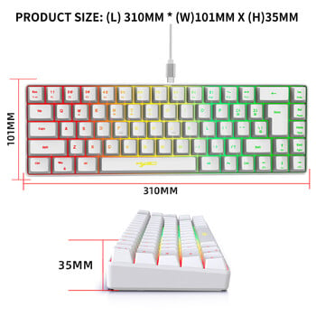 HXSJ V200 Wired K68 RGB Streamer Mini πληκτρολόγιο παιχνιδιών Πληκτρολόγιο μεμβράνης χωρίς σύγκρουση 19 πλήκτρων αλλά μηχανική αίσθηση για παιχνίδι/γραφείο