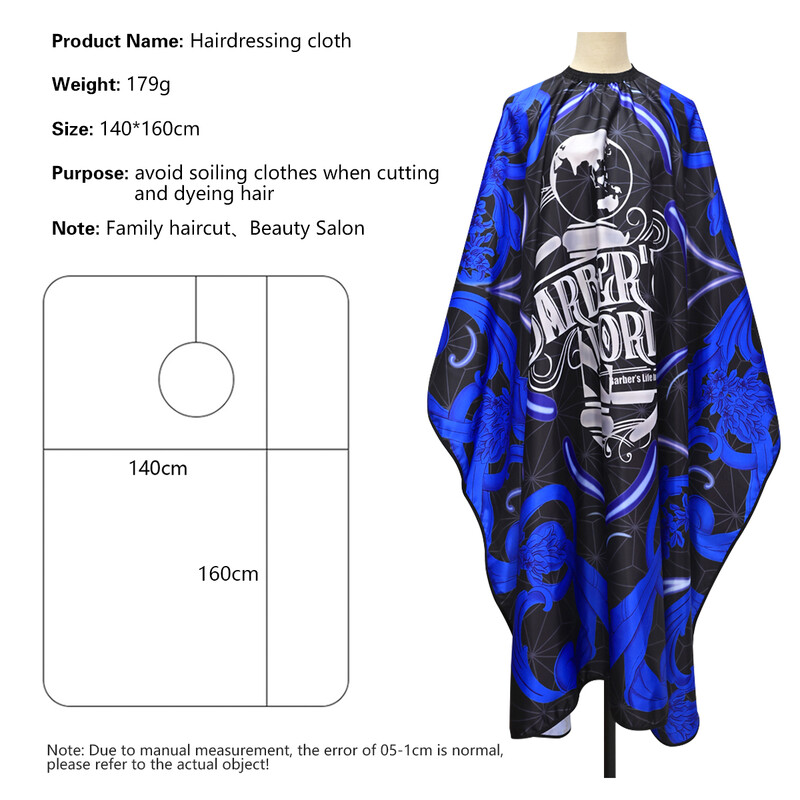 Plava brijačnica Pregača Frizerski ogrtač Frizerski salon Novi brijački ogrtači Salon Potrepštine za obojenu kosu