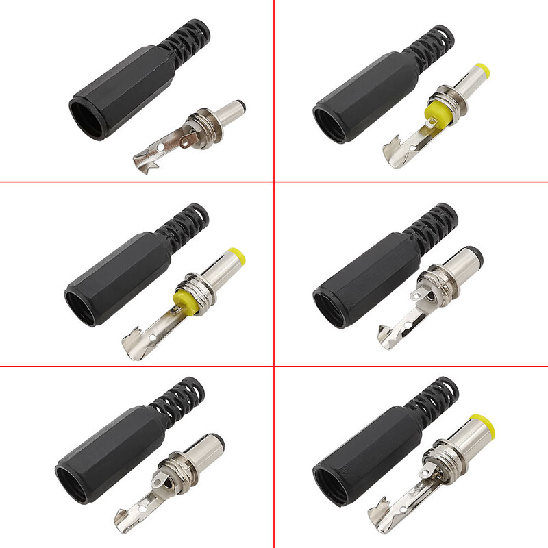 Napájací adaptér DC (samec) 3,5x1,3 mm 4,0x1,7 mm 4,8x1,7 mm 5,5x2,1 mm 5,5x2,5 mm 6,5x4,4 mm Nabíjací adaptér, spájkovacie zástrčky, jack DC konektor