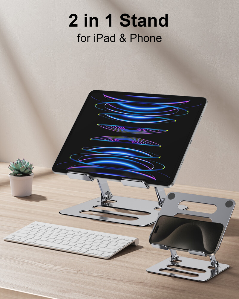 Planšetinio kompiuterio stovas nešiojamojo kompiuterio stovas, Reguliuojamas sulankstomas stovas Stalinio kompiuterio laikiklio dokas, suderinamas su iPad Pro 9.7 10.5 12.9 ipad Mini 4