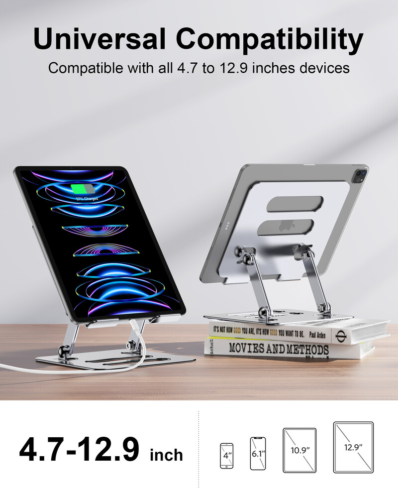 Planšetinio kompiuterio stovas nešiojamojo kompiuterio stovas, Reguliuojamas sulankstomas stovas Stalinio kompiuterio laikiklio dokas, suderinamas su iPad Pro 9.7 10.5 12.9 ipad Mini 4