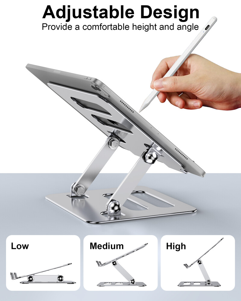Planšetinio kompiuterio stovas nešiojamojo kompiuterio stovas, Reguliuojamas sulankstomas stovas Stalinio kompiuterio laikiklio dokas, suderinamas su iPad Pro 9.7 10.5 12.9 ipad Mini 4
