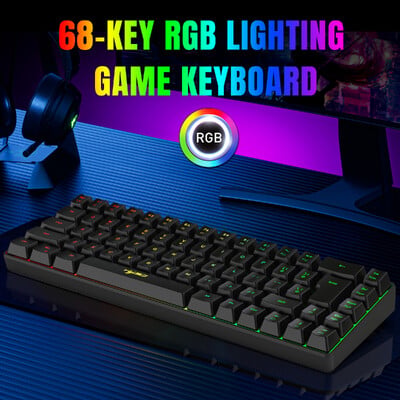 Herná klávesnica s 60% podsvietením, ergonomická malá mini membránová klávesnica, kompaktná RGB podsvietená klávesnica pre Windows, PC, notebook, hranie hier