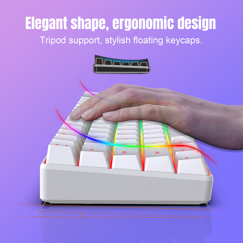 Herná klávesnica s 60% podsvietením, ergonomická malá mini membránová klávesnica, kompaktná RGB podsvietená klávesnica pre Windows, PC, notebook, hranie hier
