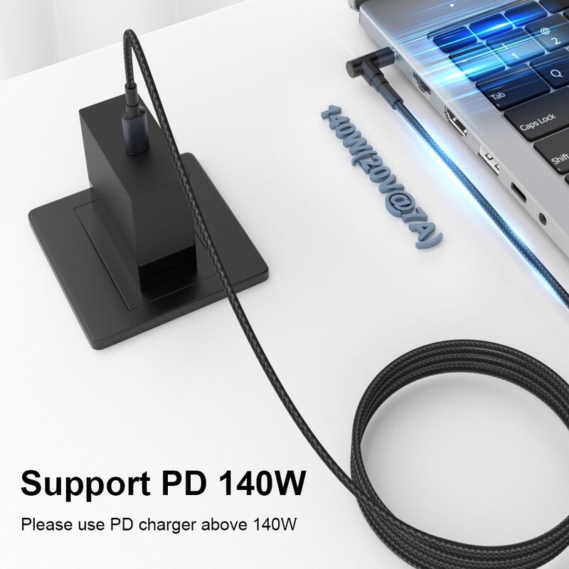 Cablu USB de tip C la DC de 180 cm PD 140 W Cablu de alimentare pentru laptop 20 V 7 A Linie convertizor Sârmă de încărcare rapidă pentru HP/Dell/Asus