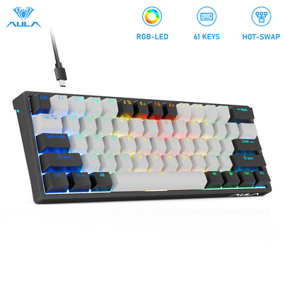 AULA F3261 mechanikus gamer billentyűzet makró billentyűzet Hotswap játékbillentyűzet táblagéphez 60 százalékos elrendezésű RGB Szoftver testreszabása