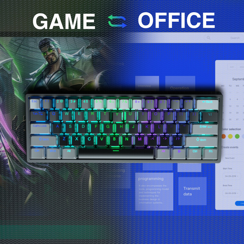 AULA F3261 mechaninė žaidėjų klaviatūra Makro klaviatūra Hotswap žaidimų klaviatūra planšetiniam kompiuteriui 60 procentų išdėstymas RGB tinkinti programinę įrangą