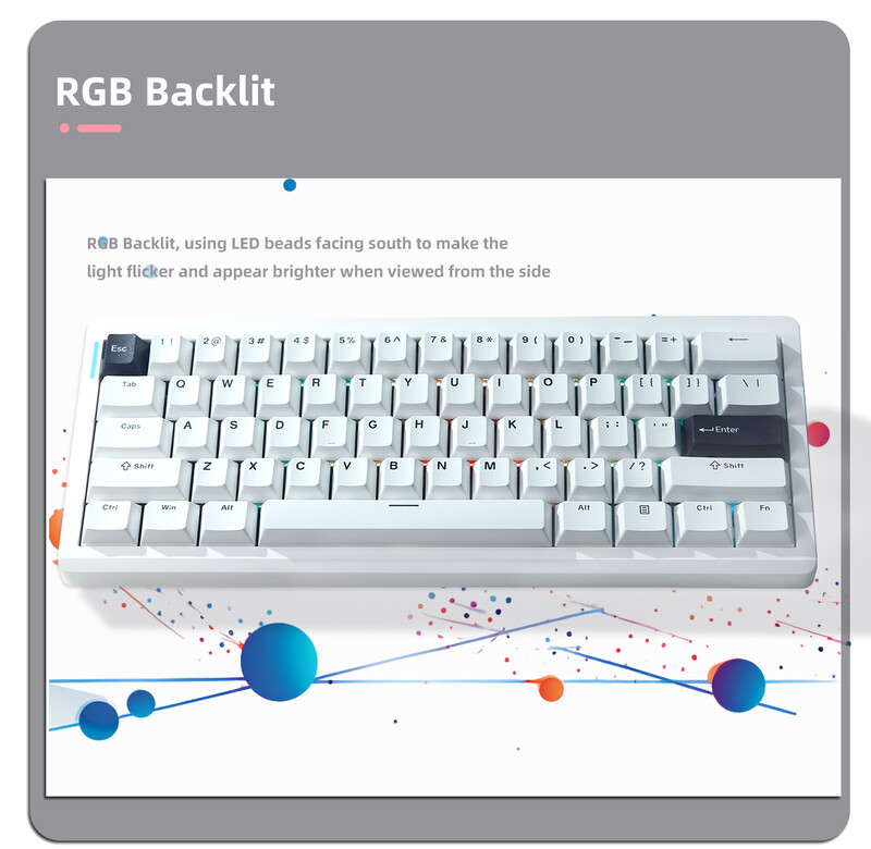 GMK61 mehāniskā tastatūra Hot Swap RGB fona apgaismojums Blīves struktūra ar Bluetooth/2.4Ghz/C tipam piemērota ESports spēļu birojam