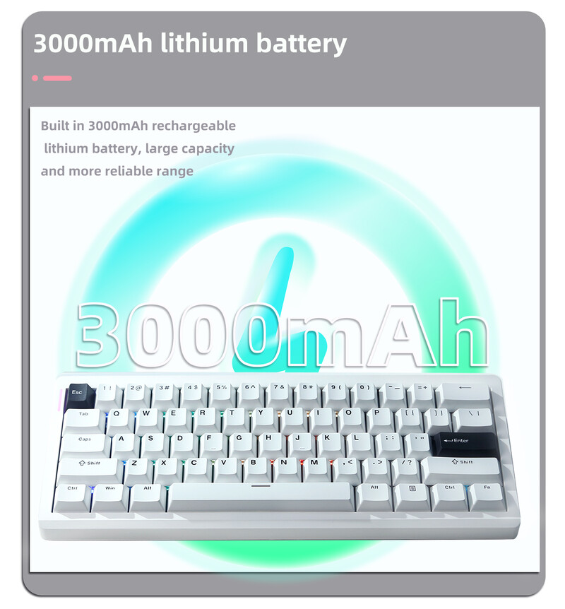 GMK61 mehāniskā tastatūra Hot Swap RGB fona apgaismojums Blīves struktūra ar Bluetooth/2.4Ghz/C tipam piemērota ESports spēļu birojam