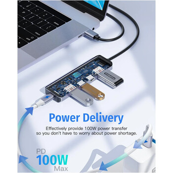 FORIDA USB C Hub 10Gbps USB C Splitter 100W Power Charging USB 3.2 Hub για φορητό υπολογιστή MacBook Air/Pro iPhone 15/15 Pro/15 Pro Max