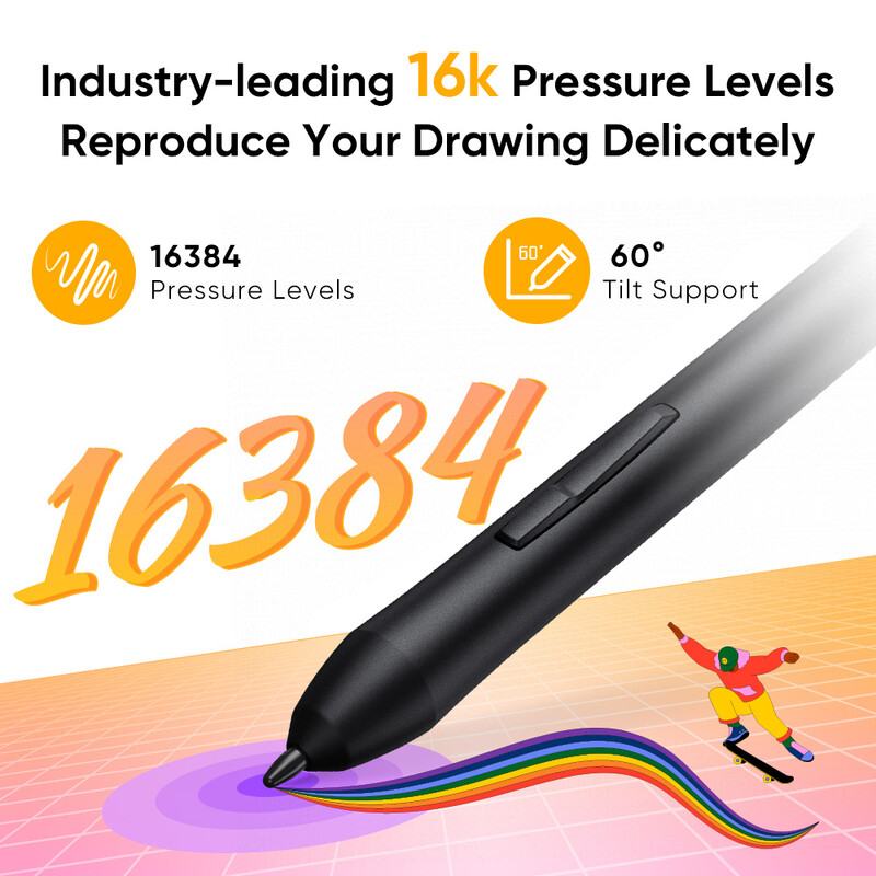 XPPen Deco 640 Graphics Pen Tablet 16384 Spiediena līmenis 60° slīpums Atbalsts 8 īsinājumtaustiņi PC Android spēlei osu