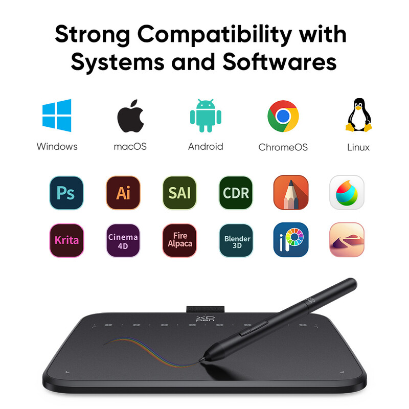 XPPen Deco 640 Graphics Pen Tablet 16384 Spiediena līmenis 60° slīpums Atbalsts 8 īsinājumtaustiņi PC Android spēlei osu