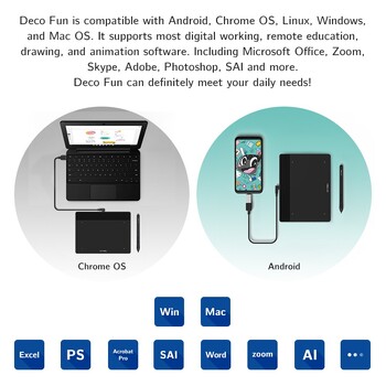 XPPen Graphics Drawing Tablet DecoFun S Pen Tablet 6x4 ιντσών με 8192 επίπεδα πίεσης Δωρεάν μπαταρία για Android Mac Linux Windows