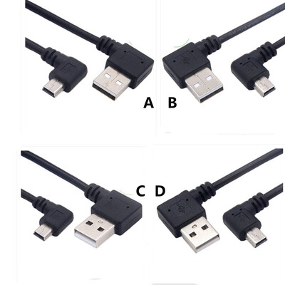 Mini USB kabelis taisnleņķa leņķis 90 vīrišķais USB kabelis USB sinhronizācijas datu uzlāde 0,2 m