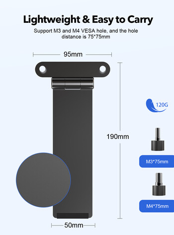 Υποστήριξη βραχίονα βάσης οθόνης UPERFECT VESA 7 έως 18,5 ιντσών Φορητή βάση οθόνης, ανεξάρτητη βάση γραφείου με βίδα χειρός
