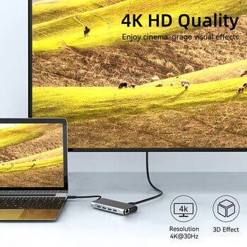 USB C HUB 4K 30Hz Type C към HDMI-съвместим USB 3.0 адаптер 11 в 1 Type C HUB Dock PD 87W USB C сплитер за MacBook Pro Air