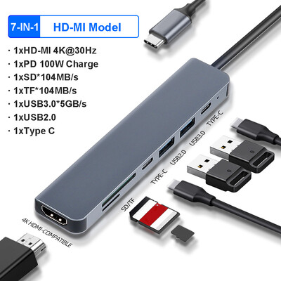 USB C HUB 4K 30Hz Type C na HDMI-kompatibilan USB 3.0 adapter 11 u 1 Type C HUB Dock PD 87W USB C Splitter za MacBook Pro Air