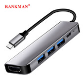 USB C šakotuvas su 4K HDMI suderinamas USB 3.0 2.0 C tipo PD įkrovimo dokas, skirtas MacBook iPad Samsung S10 Dex TV pelė klaviatūra U diskas