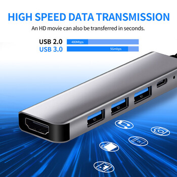 USB C Hub σε 4K HDMI συμβατή βάση φόρτισης USB 3.0 2.0 Type C PD για MacBook iPad Samsung S10 Dex TV Πληκτρολόγιο U Δίσκος