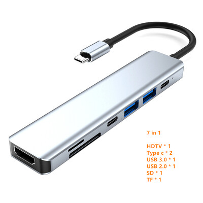 USB C šakotuvas su 4K HDMI suderinamas USB 3.0 2.0 C tipo PD įkrovimo dokas, skirtas MacBook iPad Samsung S10 Dex TV pelė klaviatūra U diskas