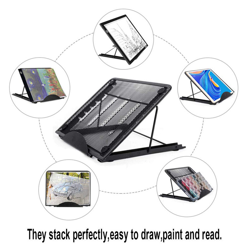 6 leņķu regulējams metāla statīvs — salokāms un neslīdošs A3/A4 LED gaismas spilventiņiem/dimanta krāsošanai, pārnēsājams izsekošanas turētājs