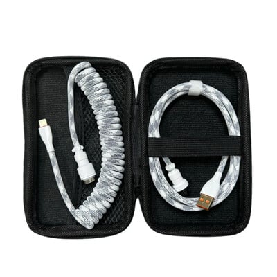 Cablu de tastatură spiralat USB C pentru tastatură mecanică de jocuri Sârmă cu manșon dublu cu conector de aviator metalic detașabil Încărcare