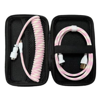 Cablu de tastatură spiralat USB C pentru tastatură mecanică de jocuri Sârmă cu manșon dublu cu conector de aviator metalic detașabil Încărcare