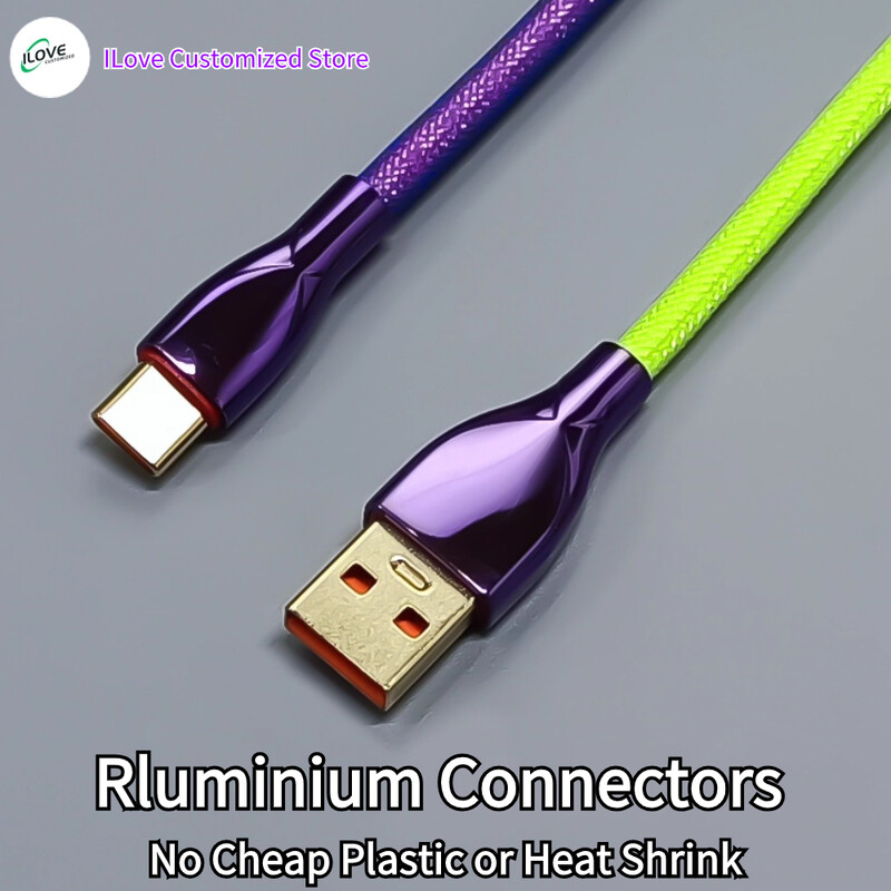 Cablu de tastatură spiralat USB C pentru tastatură mecanică de jocuri Sârmă cu manșon dublu cu conector de aviator metalic detașabil Încărcare