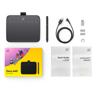 XPPen Deco 640 graafika tahvelarvuti 16K rõhutasemega 16x9cm joonistusala 8 klahviga 60 kaldega OSU mängu jaoks Android Windows Mac