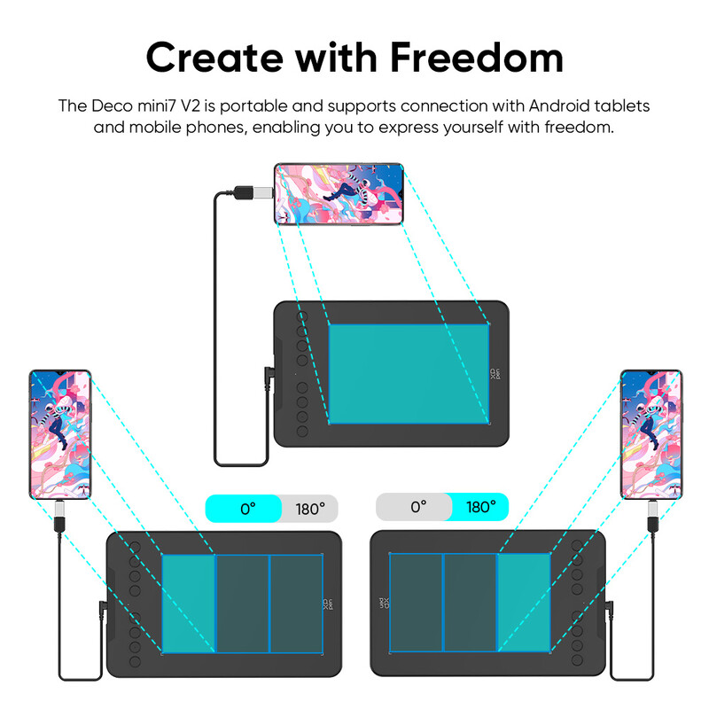 Tabletă grafică XPPen 7x4 inci 8 taste Express Nivel 16384 fără baterie Tabletă cu stilou digital pentru desen Suport Android Windows Ma