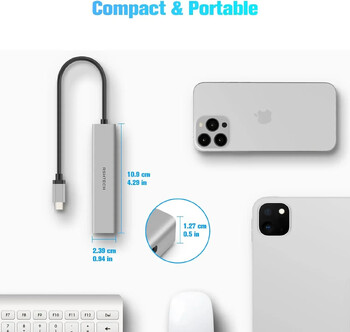 RSHTECH USB C Hub USB 3.1/3.2 Gen2 Hub 10Gbps 4-Port USB C Splitter Φορητό αλουμίνιο USB Type C σε USB C για MacBook