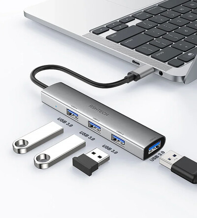 RSHTECH USB C Hub USB 3.1/3.2 Gen2 Hub 10Gbps 4-Port USB C Splitter Prijenosni aluminijski USB Type C na USB C adapter za MacBook