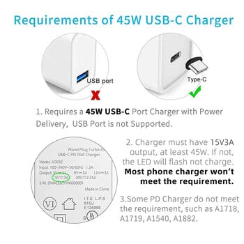 USB Type-C кабел за бързо зареждане работи с 15V/3A USB-C PD протокол зарядно устройство Захранващ адаптер, съвместим с Surface Pro1/2 RT