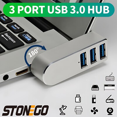 1PC aluminijska legura 3 porta USB Hub Mini USB3.0 Hub Razdjelna kutija velike brzine za PC Laptop U Disk čitač kartica za mobilni telefon