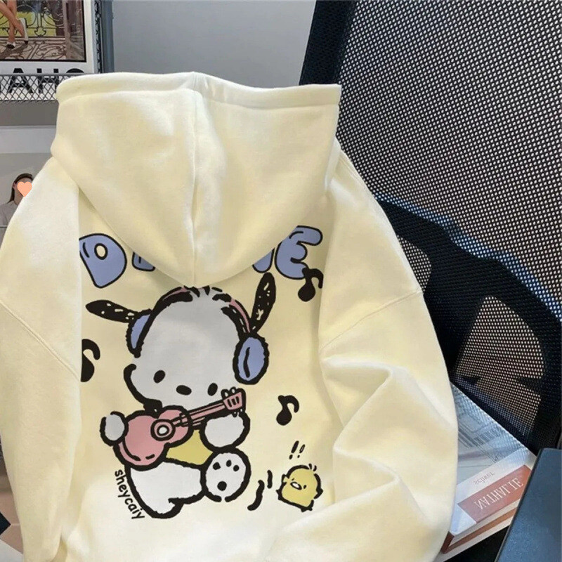 Nelupamas rudens žiemos abrikosų spalvos megztinis su gobtuvu koledžo merginoms Didelė laisva striukė Aksominė stora viršūnė madinga