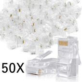 Clar trecere prin conectori RJ45 Cat6/Cat5e DIY Crystal End placat cu aur 8P8C Crimp UTP Standard Ethernet Network Network Plug modular